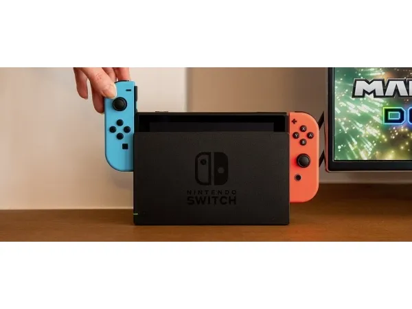 Nintendo | Switch V2 - Spilkonsol - Full HD - 32GB - sort | Inkl. 2 x Joy-Con (Neonrød/Neonblå)
