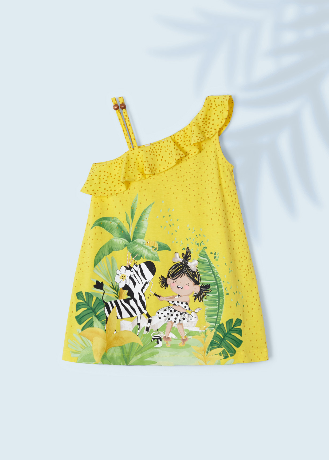 Vestido assimétrico de algodão sustentável para meninas
