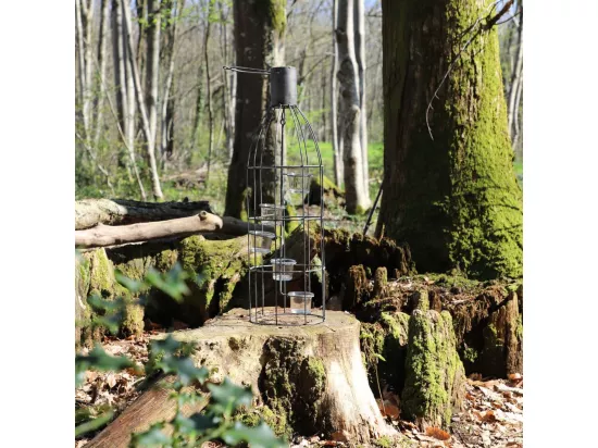 Lanterne extérieure jardin à poser bougie ancienne métal gris 60 cm