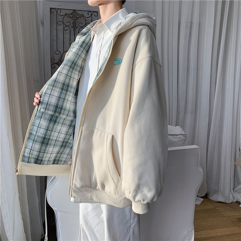 GRAYCIOUS - Omkeerbare geruite hoodie met rits