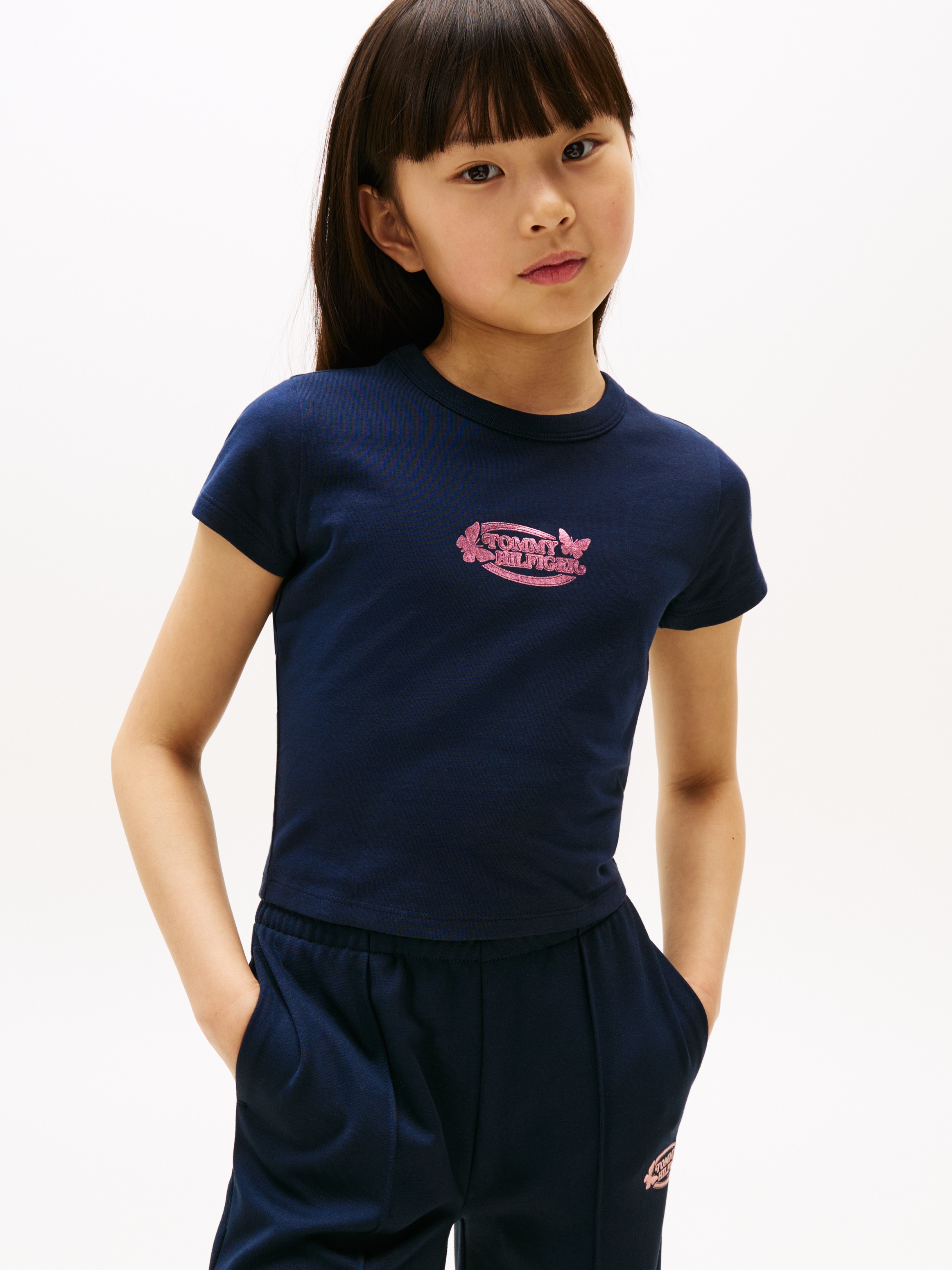 Tommy Hilfiger T-Shirt »BUTTERFLY GRAPHIC TEE SS«, für Kinder bis 16 Jahre, mit glänzendem Druck