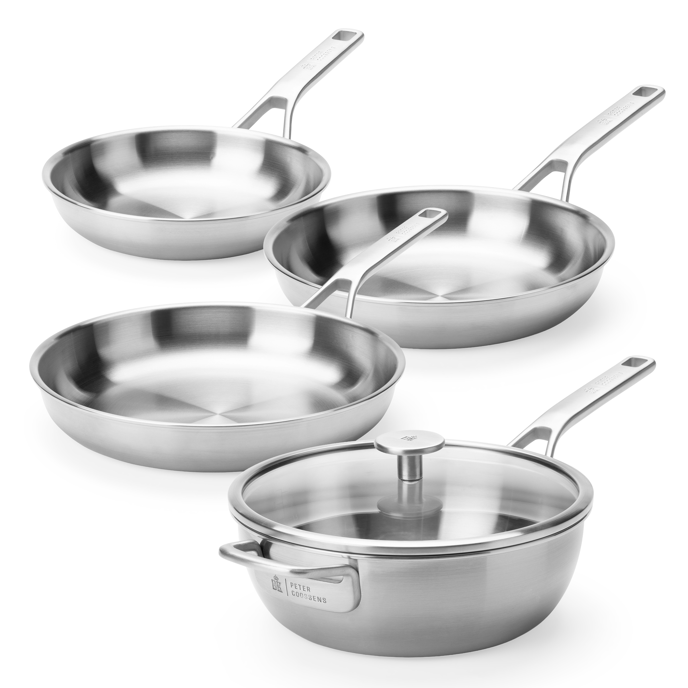 Maestro RVS koekenpanset (20cm   24cm   28cm)   Sauteuse met Gratis ko