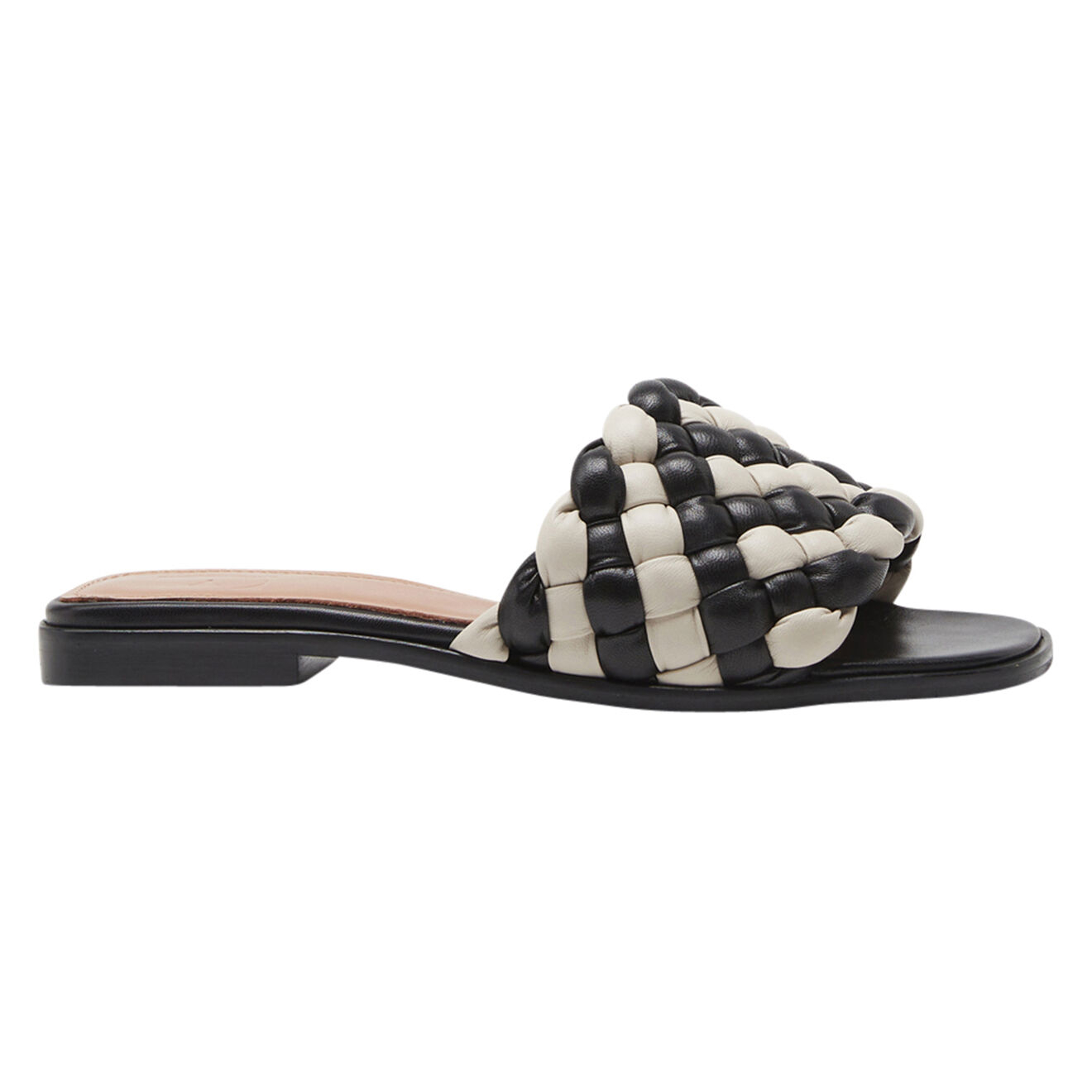 Flattered Mules en Cuir Minou noir/blanc