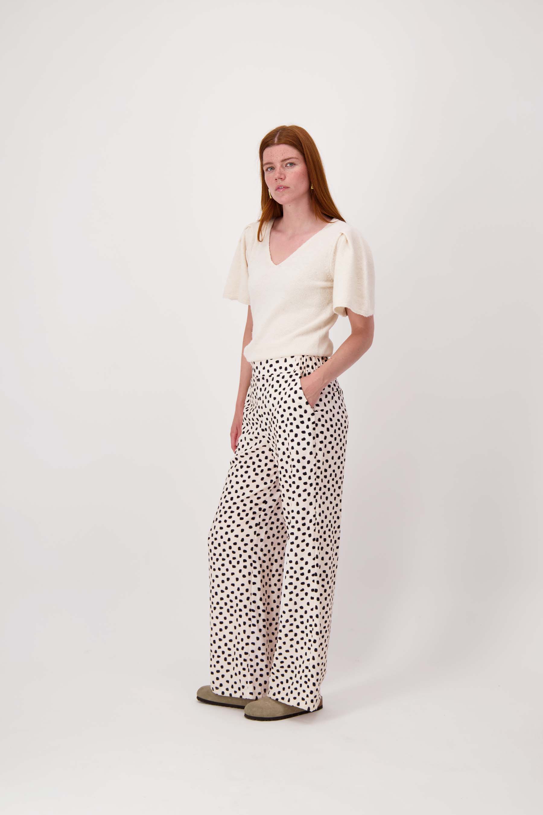 wijde broek met stip print