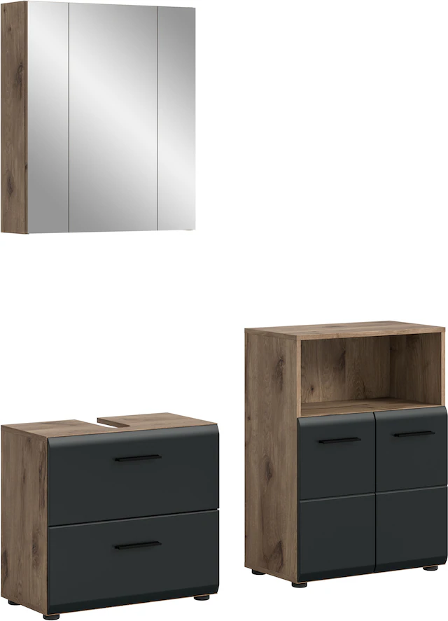 INOSIGN Badmöbel-Set »FLORENZ, TOPSELLER!, 3-teilige Badkombination, hochwertige MDF-Front« Set, best. aus: Waschbeckenunterschrank, Spiegelschrank, Midischrank breit, 3 Stk. tlg.
