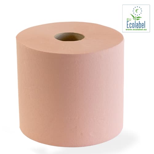 Bobine d'essuyage orangée Paredes 800 formats 21x30cm Ecolabel
