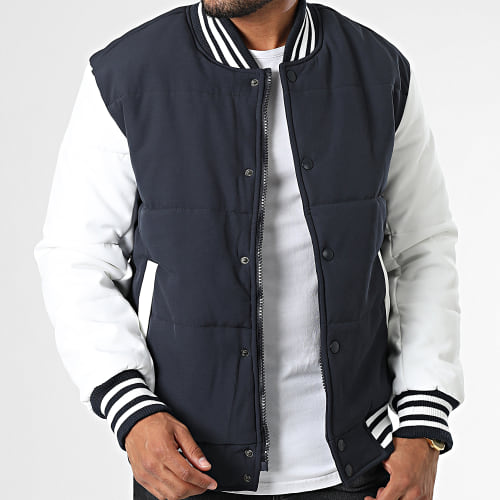 Veste Teddy Bleu Marine Blanc