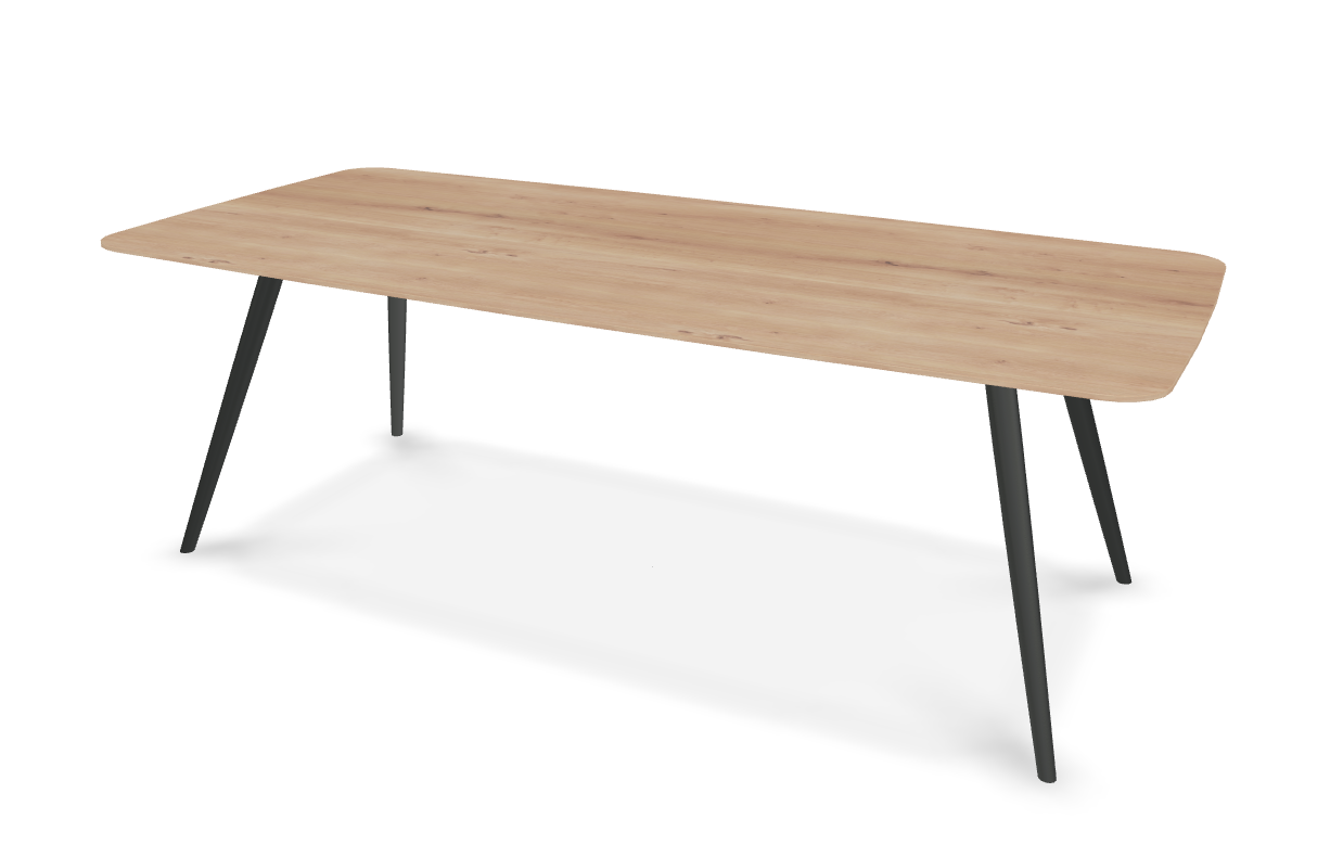 They & Me eettafel Joy – bootsvorm – eiken rustiek bianco olie – onderstel TM100 antraciet 220 x 100 x 75 | Eiken Rustiek Bianco Olie | Rechte Rand | Frame TM100 antraciet