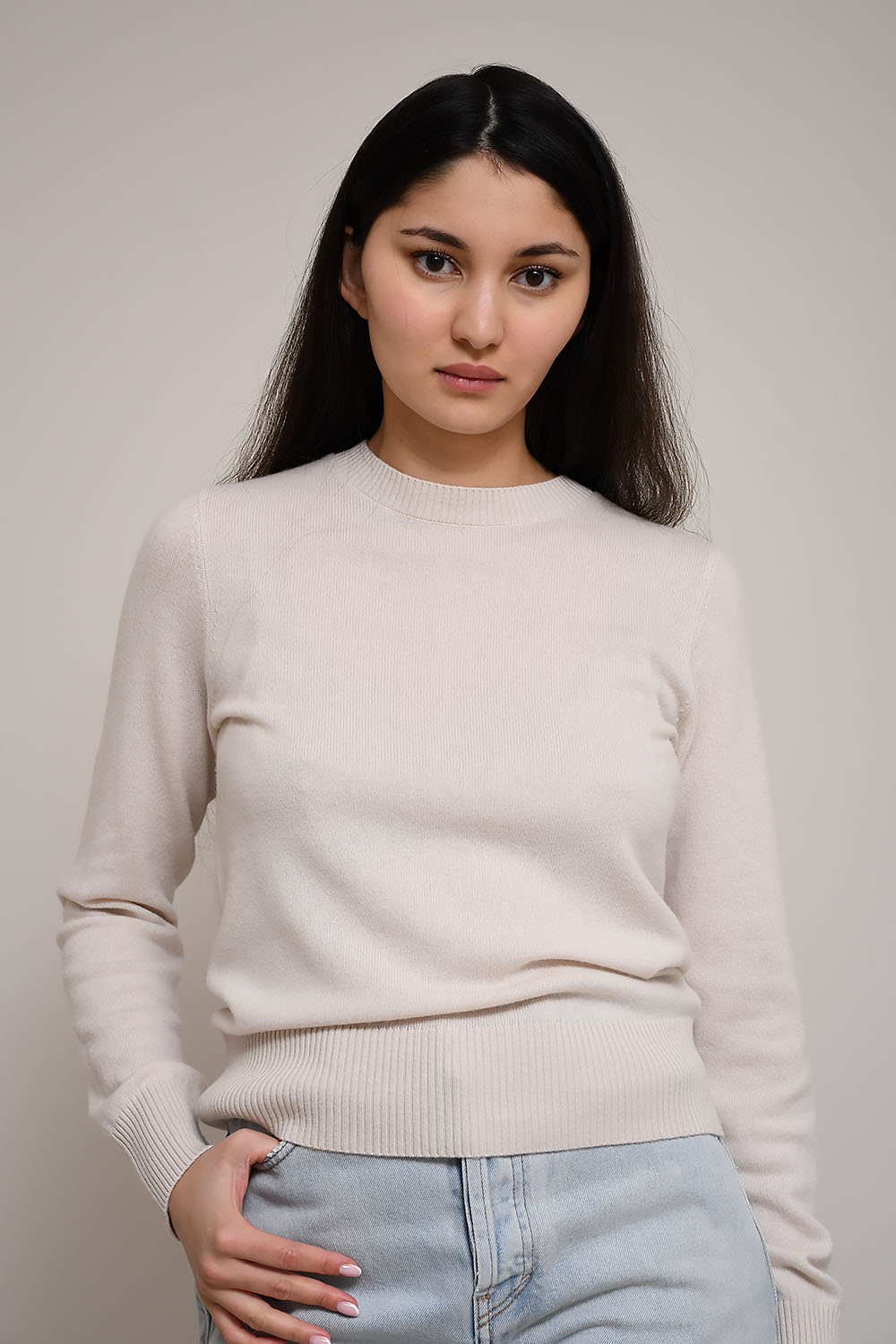 Wool knitted crew
