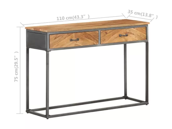 Table console 110x35x75 cm Bois d'acacia massif