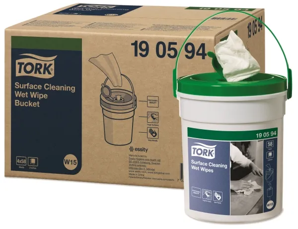 Overfladerengøring Tork Wet Wipes til overflader - spand med 58 klude - (4 stk.)