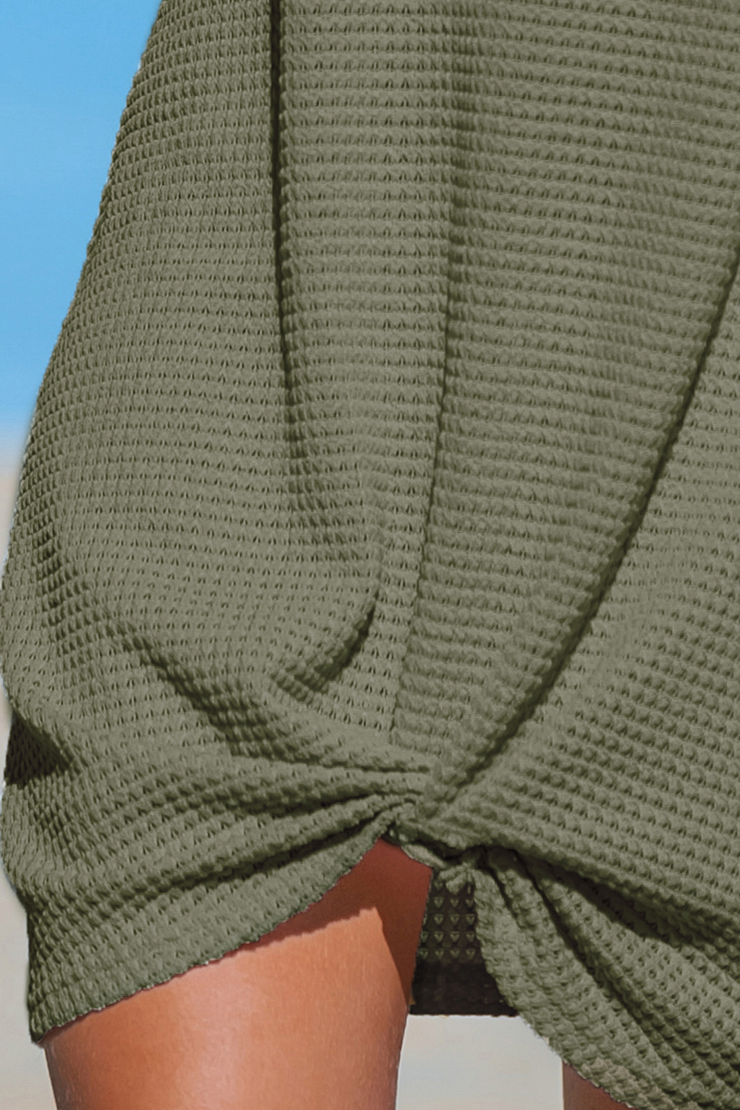 Robe cover up sans manches à col rond torsadé olive