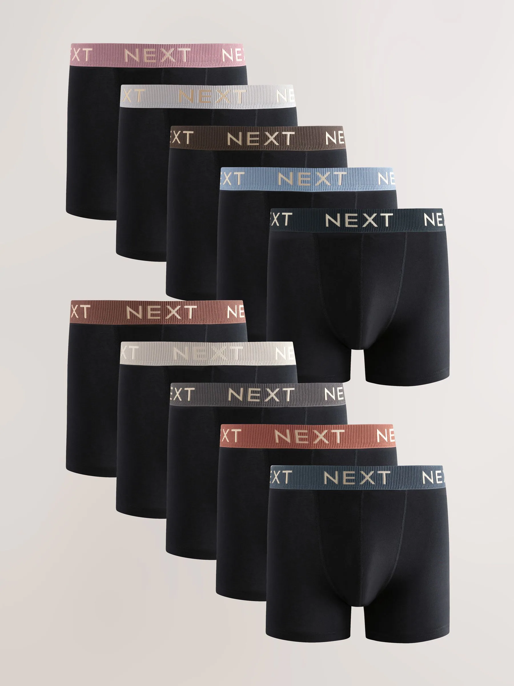 Zwarte tailleband met pastelkleurige textuur - Katoenrijke trunk boxershorts verpakking van 10