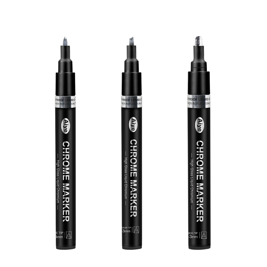 (3er Set) Wasserfeste Flüssig Chrom Stifte Pigmentierte Spiegeleffekt Lack Marker
