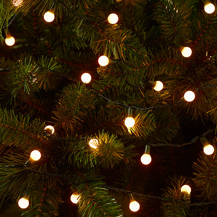 Guirlande lumineuse LED intérieure et extérieure blanc chaud câble vert 8 fonctions 13,52 m décor boule