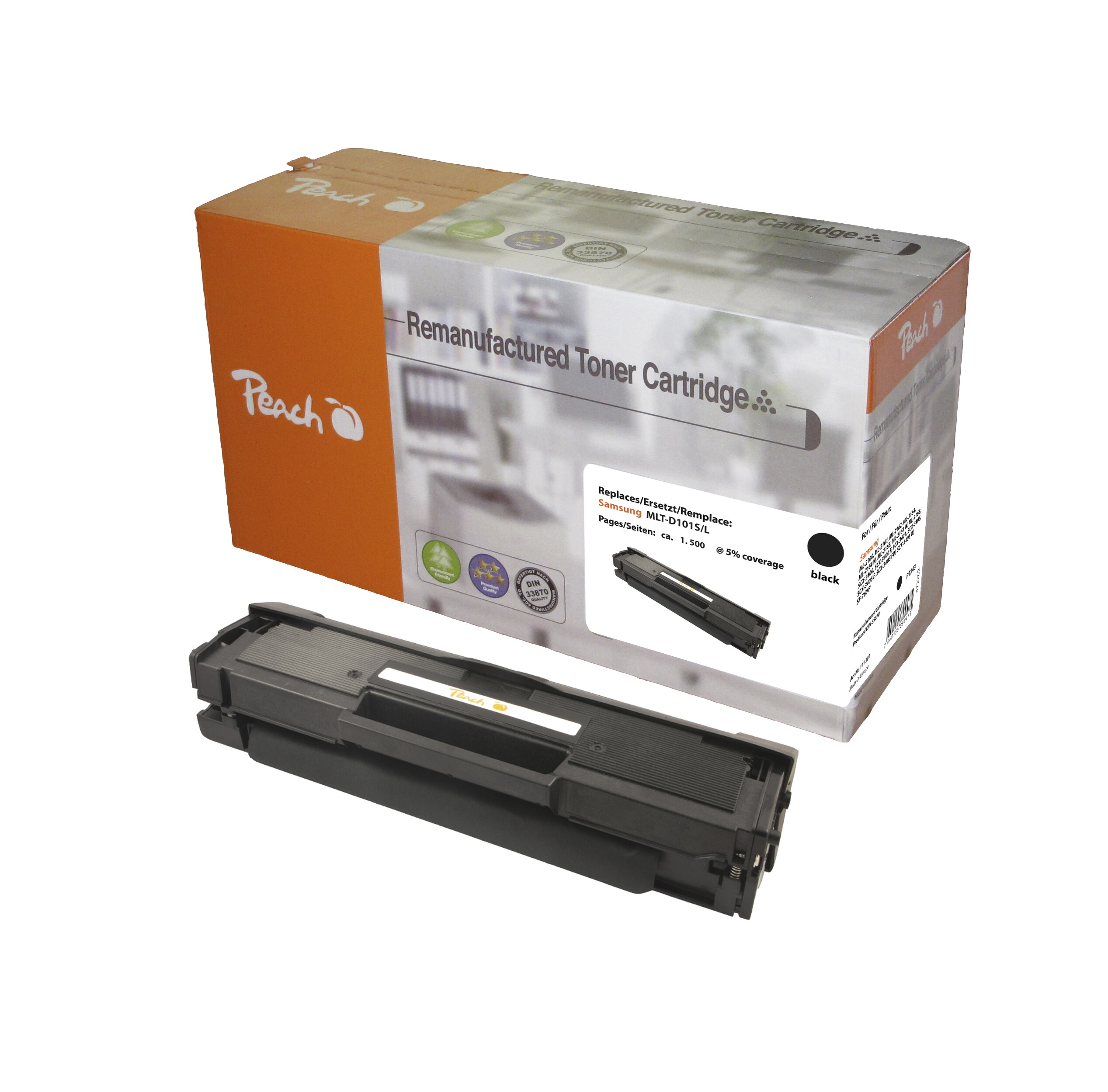 Peach S101Toner bk ersetzt Samsung MLT-D101S/ELS, SU696A für z.B. Samsung ML -2160, Samsung ML -2161, Samsung ML -2162, Samsung ML -2164