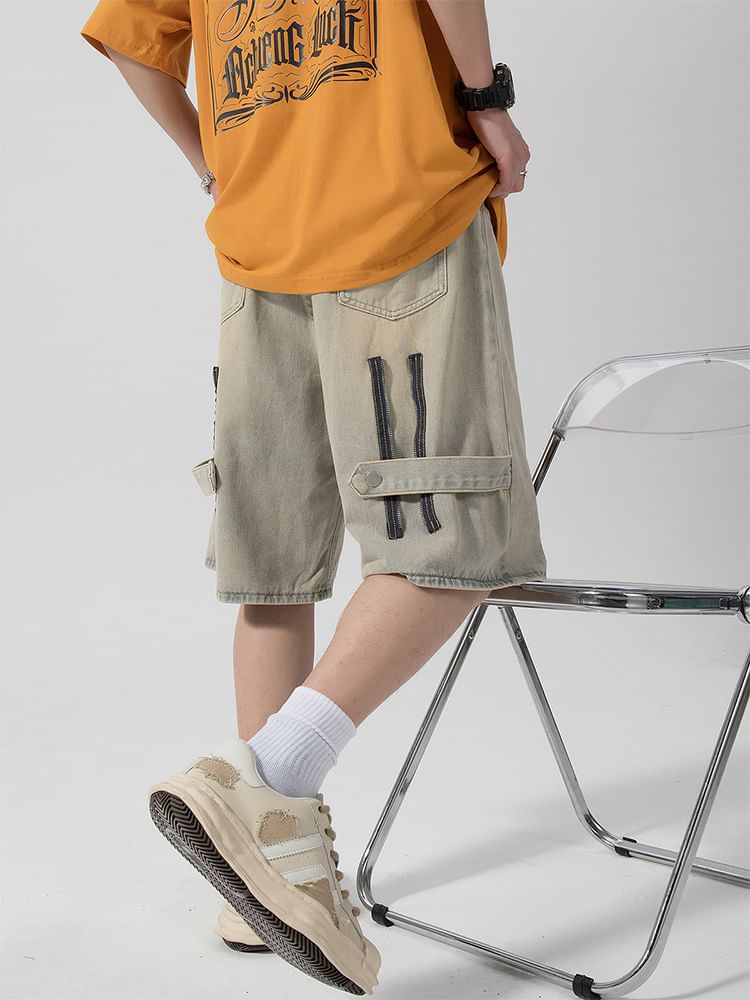Zentrus - Mid Rise Washed Denim Shorts