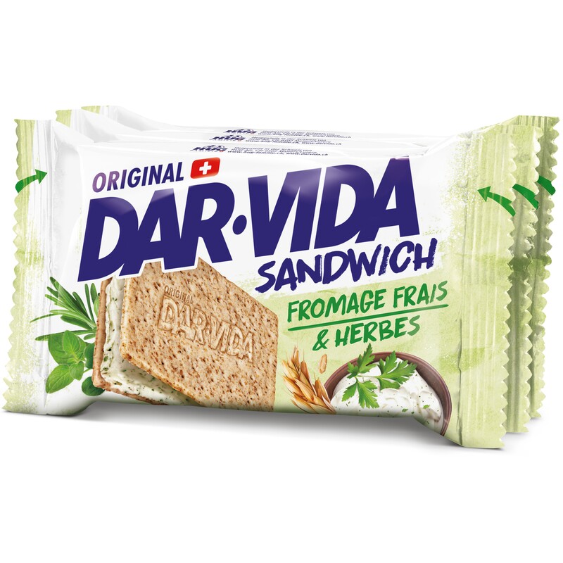DAR-VIDA Sandwich Frischkäse & Kräuter, 65 g, 3 Stück