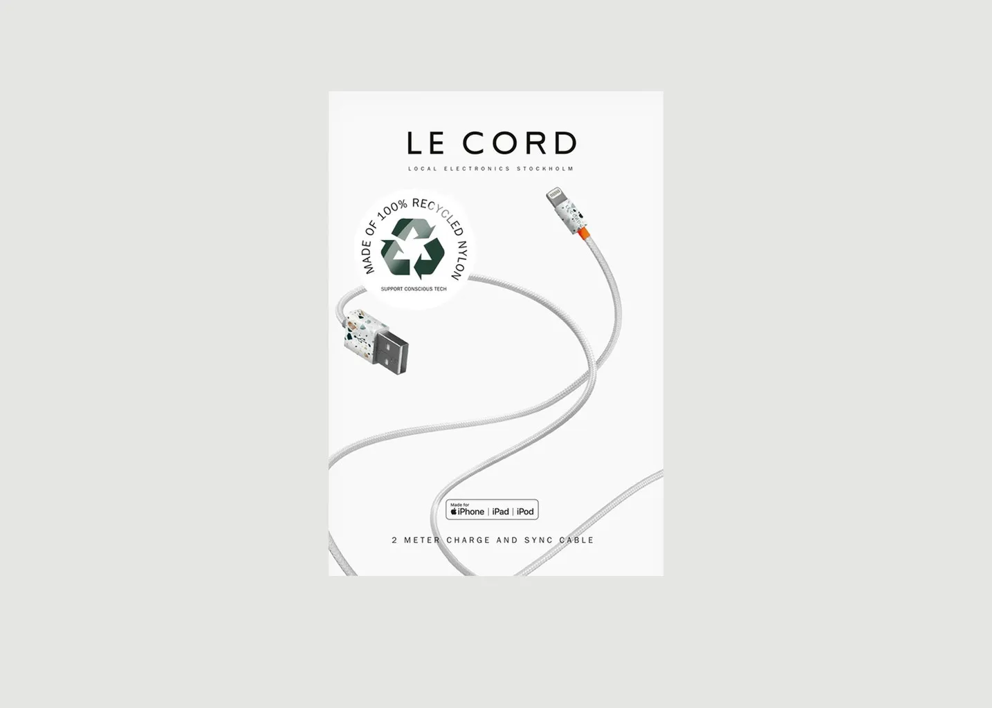 Cable USB Recyclé 2 Mètres Le Cord