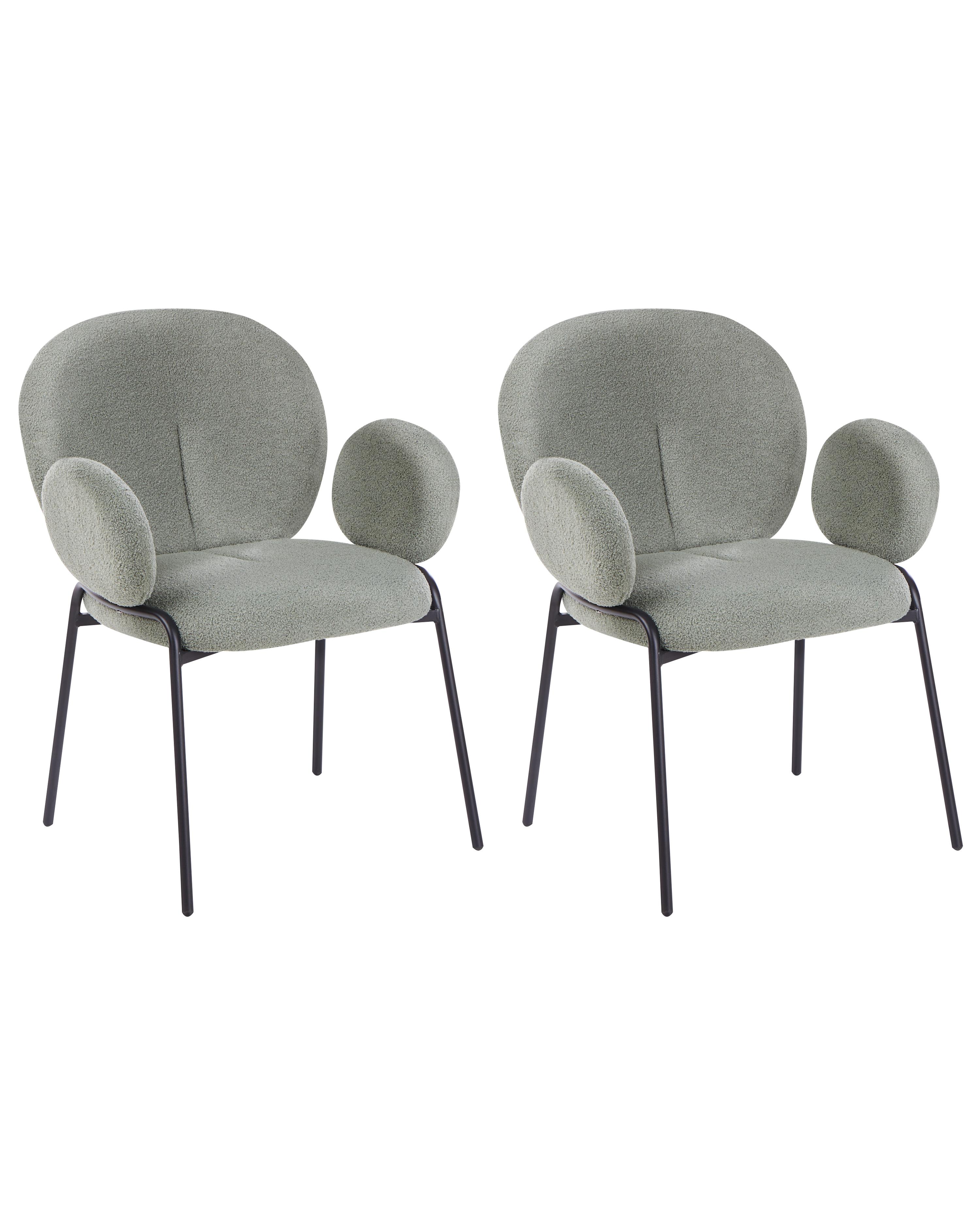 Set van 2 eetkamerstoelen ELY Bouclé Lichtgroen