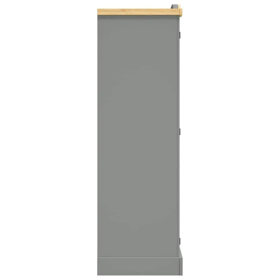 vidaXL - 2-deurs Kledingkast - Massief grenenhout - Grijs - 101x52x170 cm