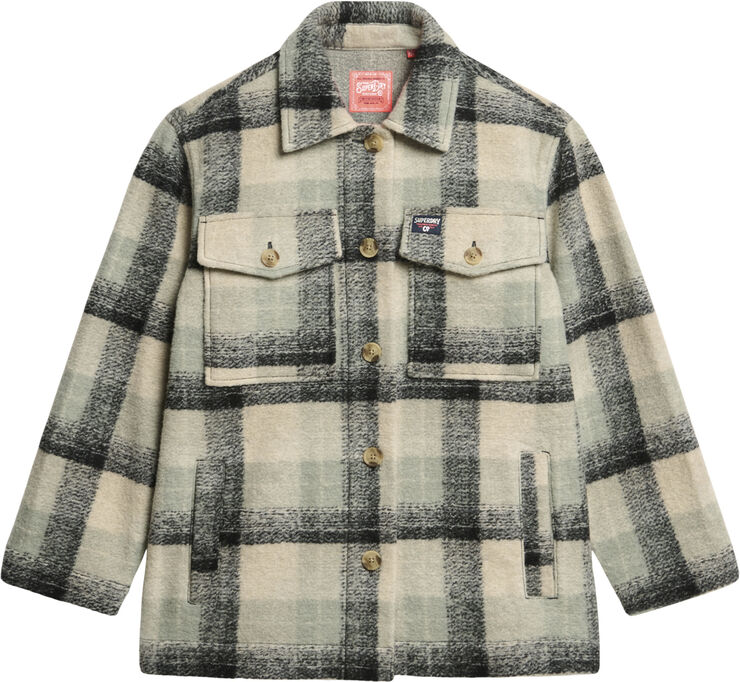 Superdry HEAVYWEIGHT UNLINED OVERSHIRT Pale blue/black/ivory check
