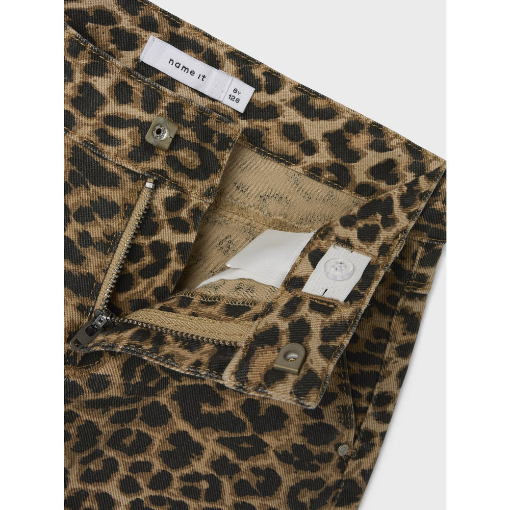 Køb Name It Silver Mink Leopard Rose Wide Twill Bukser