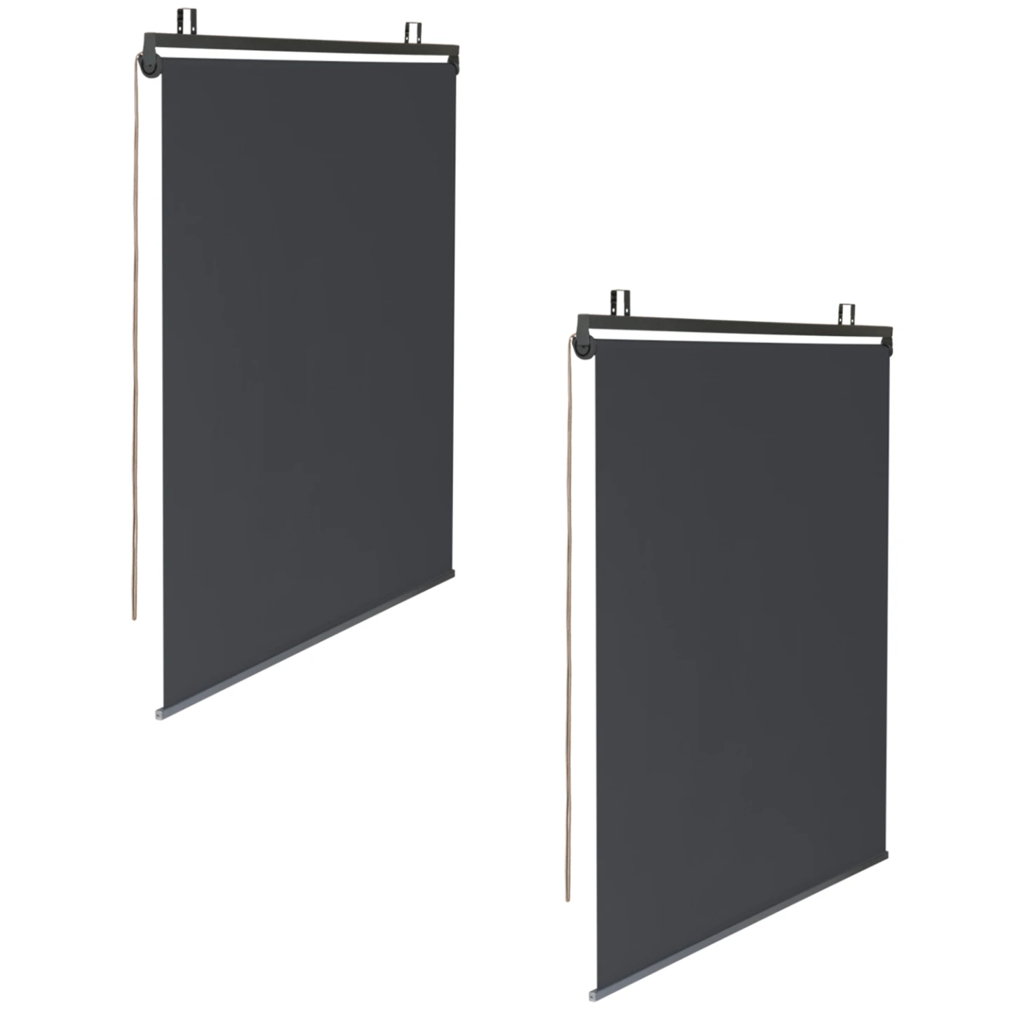 Lot de 2 stores enrouleurs L.124 x H. 225 CM pour pergola gris anthracite