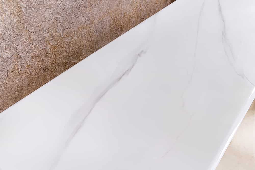 Design Konsolentisch ART LIVING 140cm weiß Marmor Keramik champagner gold brushed