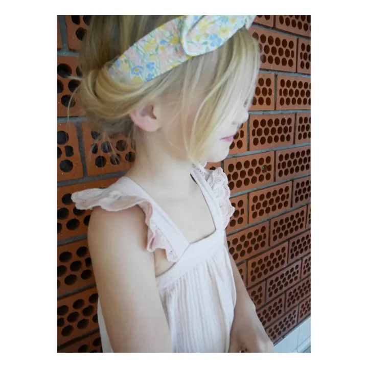 La Petite Collection Robe à Bretelles Gaze de Coton Bio Flounce | Rose pâle