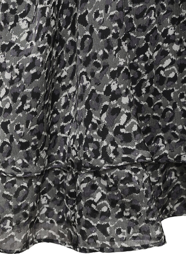 MANGO Animal-print ruffled dress Black