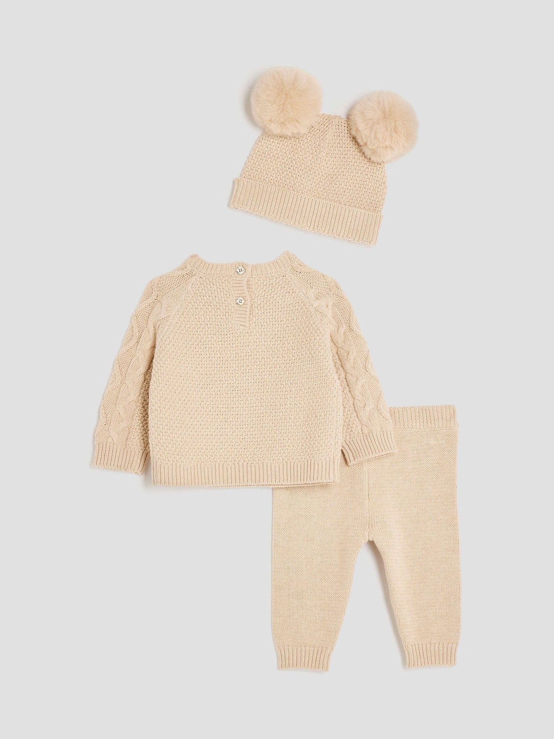 River Island Baby Boys Bear Jumper Hat Set