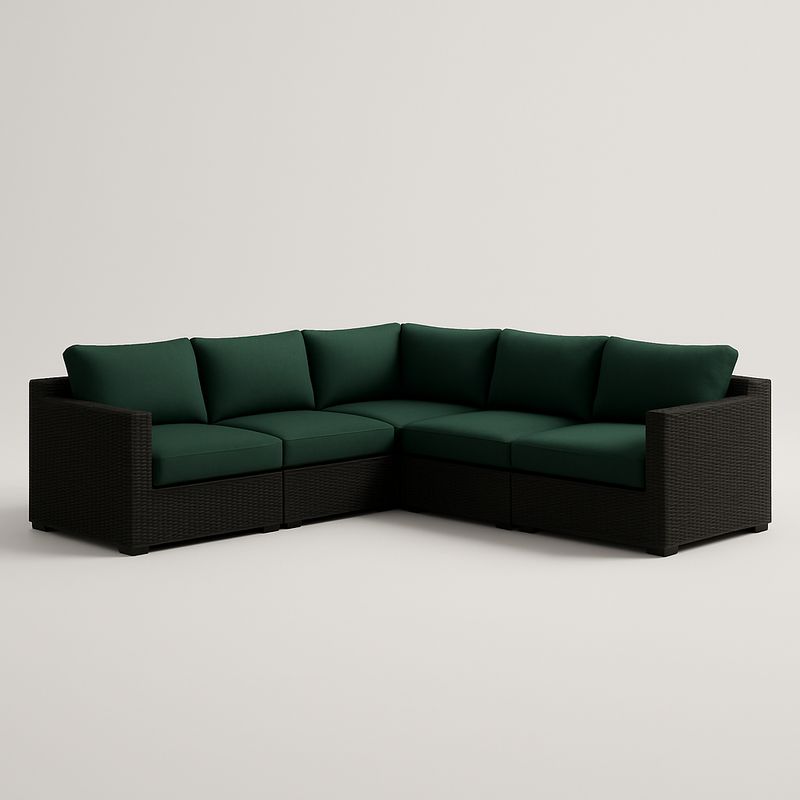 Ecksofa Set Rattan Dunkelgrün Synthetisch 210x210cm