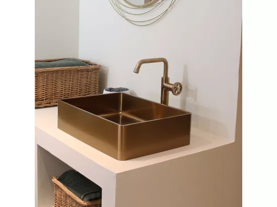 Luisa vasque à poser 48x37 en inox cuivre brossé - Essebagno