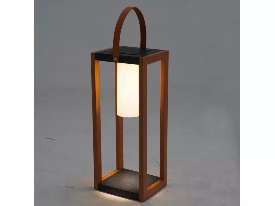 Lanterne solaire SERAPHINA TALL Bois Aluminium H58 cm