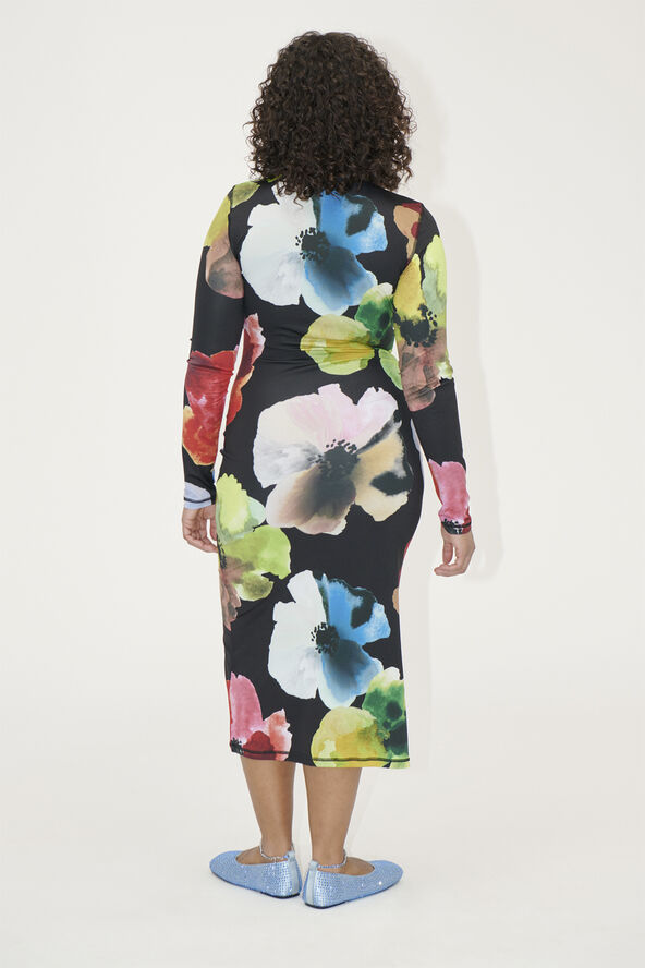 Stine Goya Pullover Long Sleeve Midi Dress, 2244 Stocking Jersey Watercolor bloom