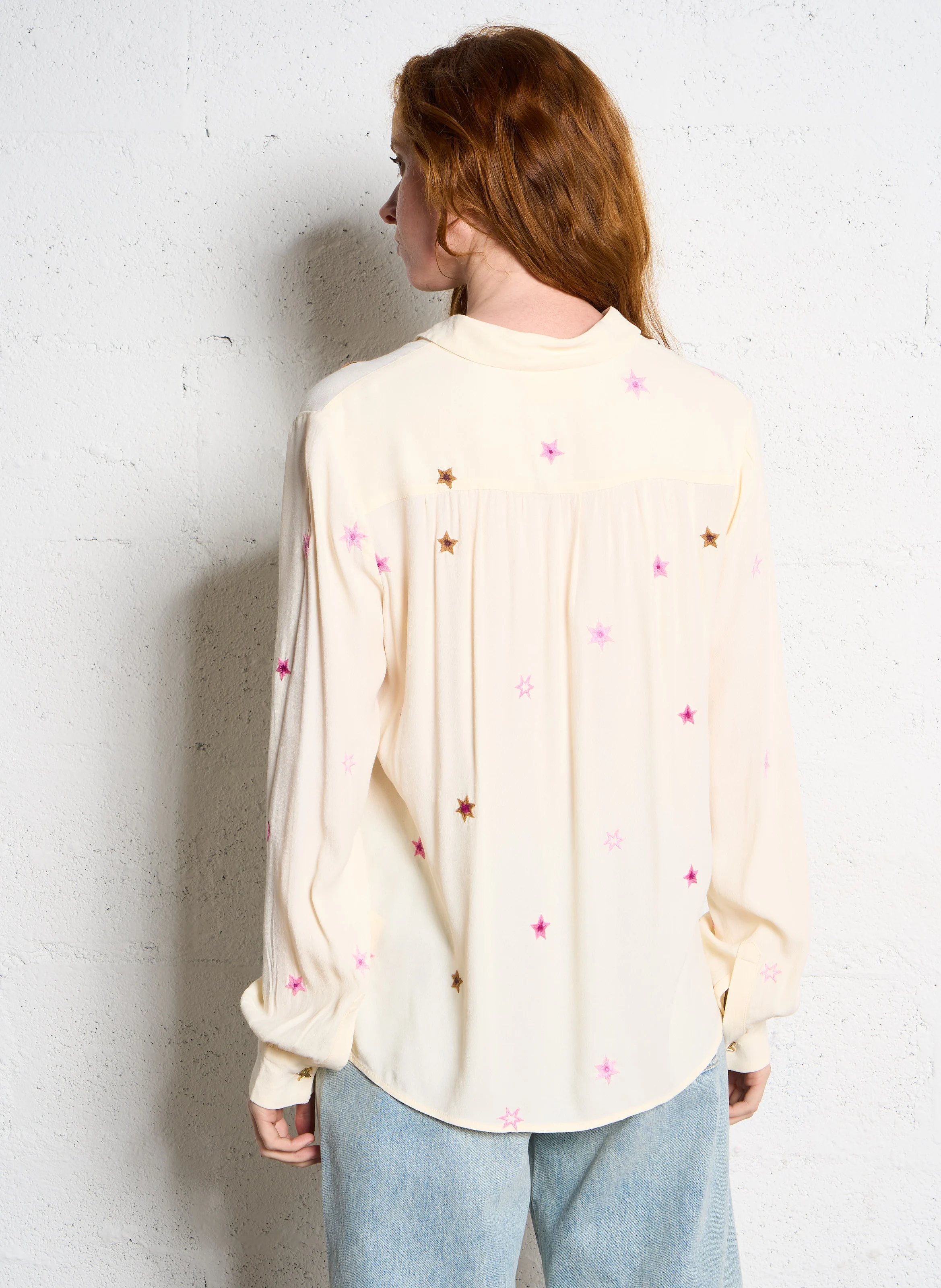 LOT - Chemise droite brodée | Beige