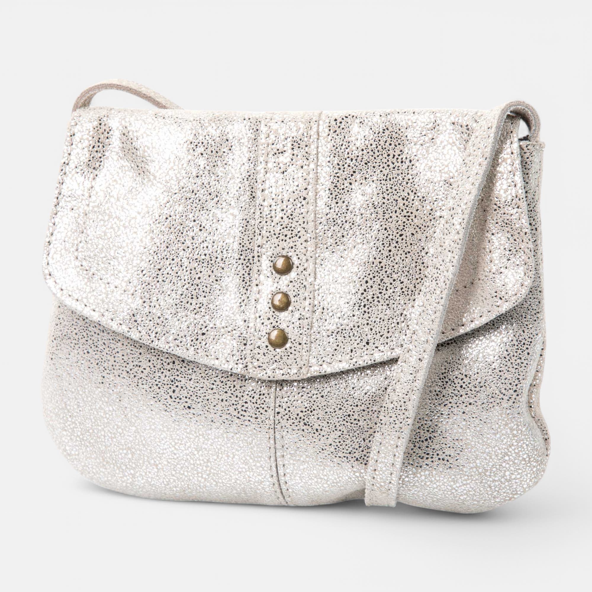 Sac bandoulière en cuir argent