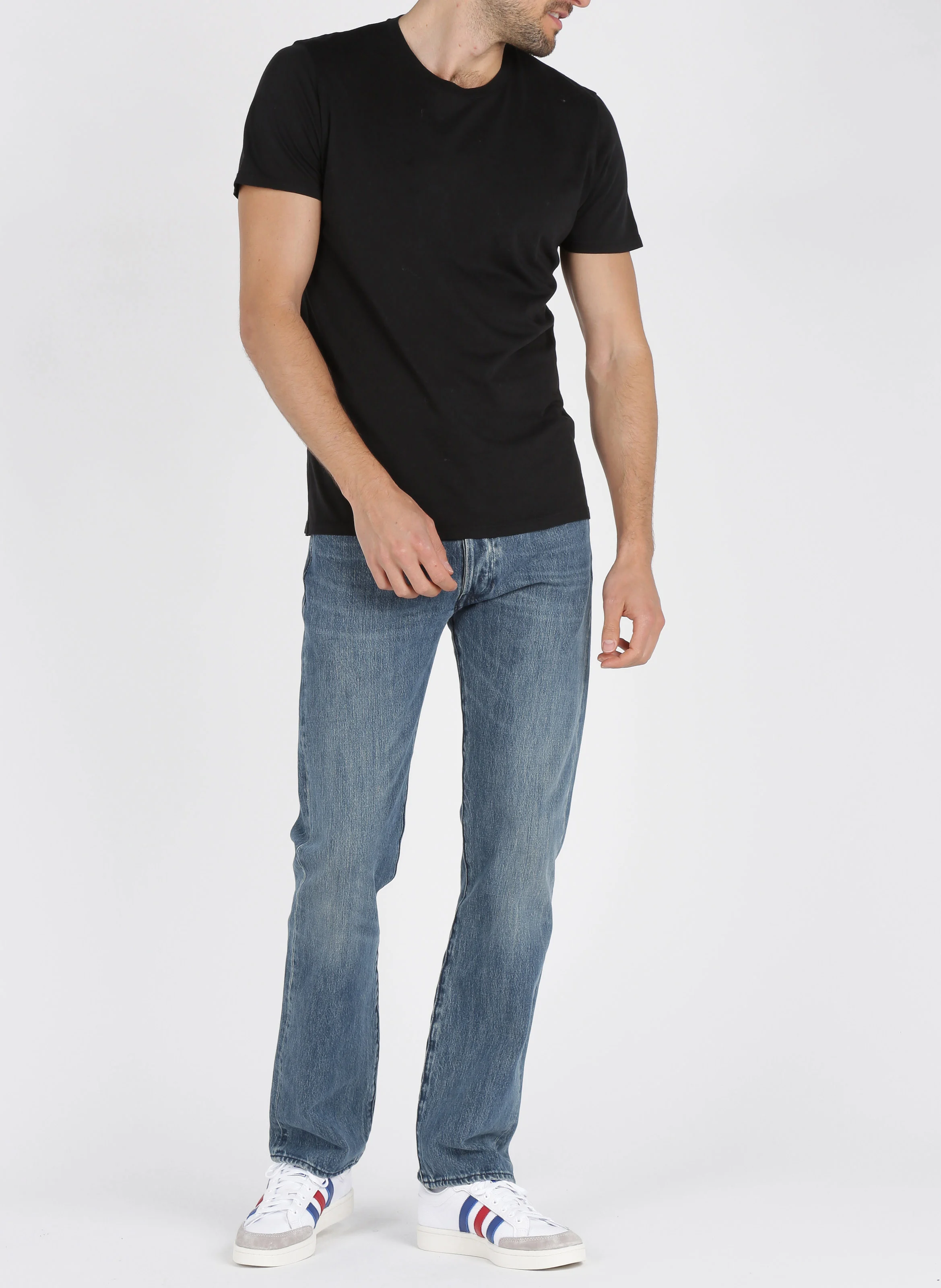 DECATUR - Tee-shirt col rond regular-fit en coton | Noir