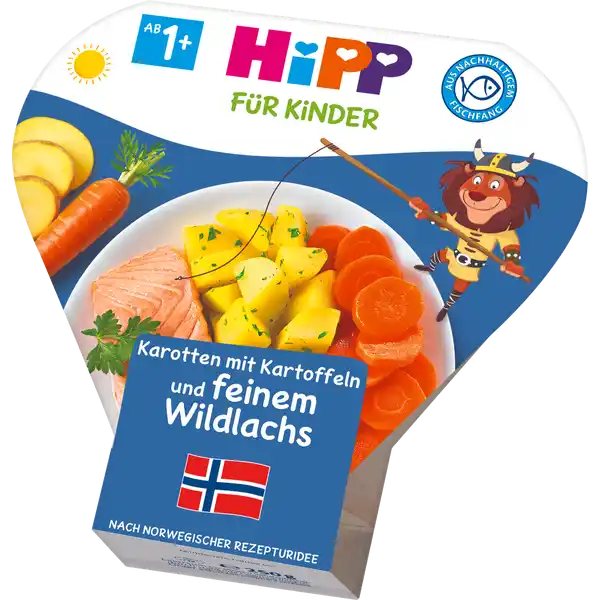 Karotten mit Kartoffeln und feinem Wildlachs