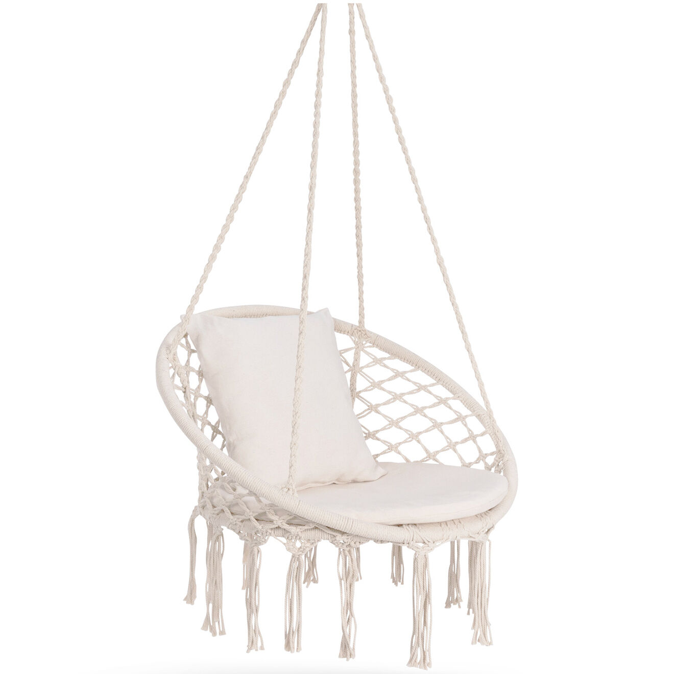 Pratik Garden Hamac macramé avec Coussins beige  - 60x50x120 cm