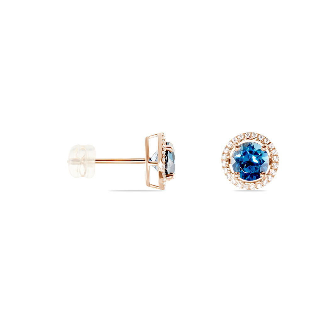 Boucles D'oreilles Puces Or Rose Maeva Topazes Oxydes De Zirconium