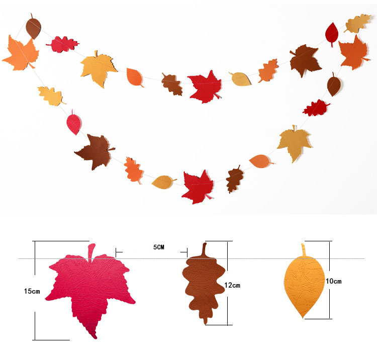 (4m) Deko Blätter Girlande Herbstlaub Girlande - Orange / Rot / Braun