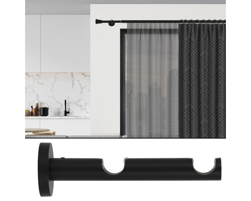 Dubbele wandbeugel voor Premium Black Line, zwart, Ø 20 mm, 14,5 cm lang, 1 st.