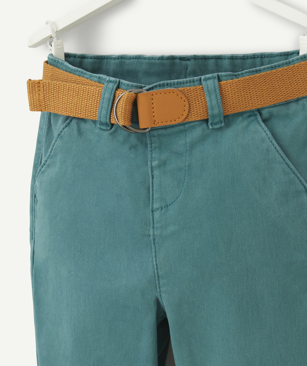 PANTALON CHINO VERT BÉBÉ GARÇON AVEC CEINTURE MARRON