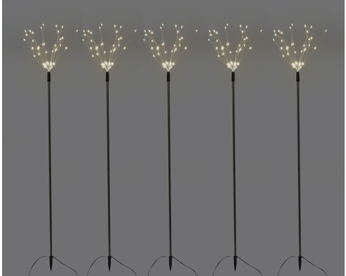 Tuinpaal Vuurwerk Lafiora H 80 cm, lichtbereik 1200 cm, warm wit licht, voor binnen en buiten, netvoeding, zilverkleurige kabel, inclusief timerfunctie