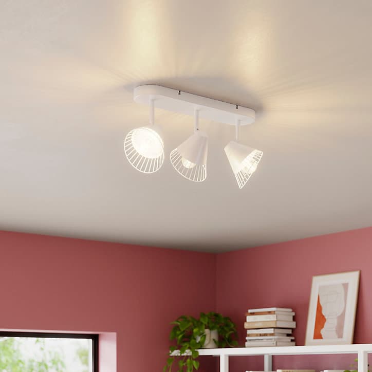 Réglette spot 3 lumières E14 10W GoodHome Tsolma blanc mat L.40 x L.9 x H.22 cm