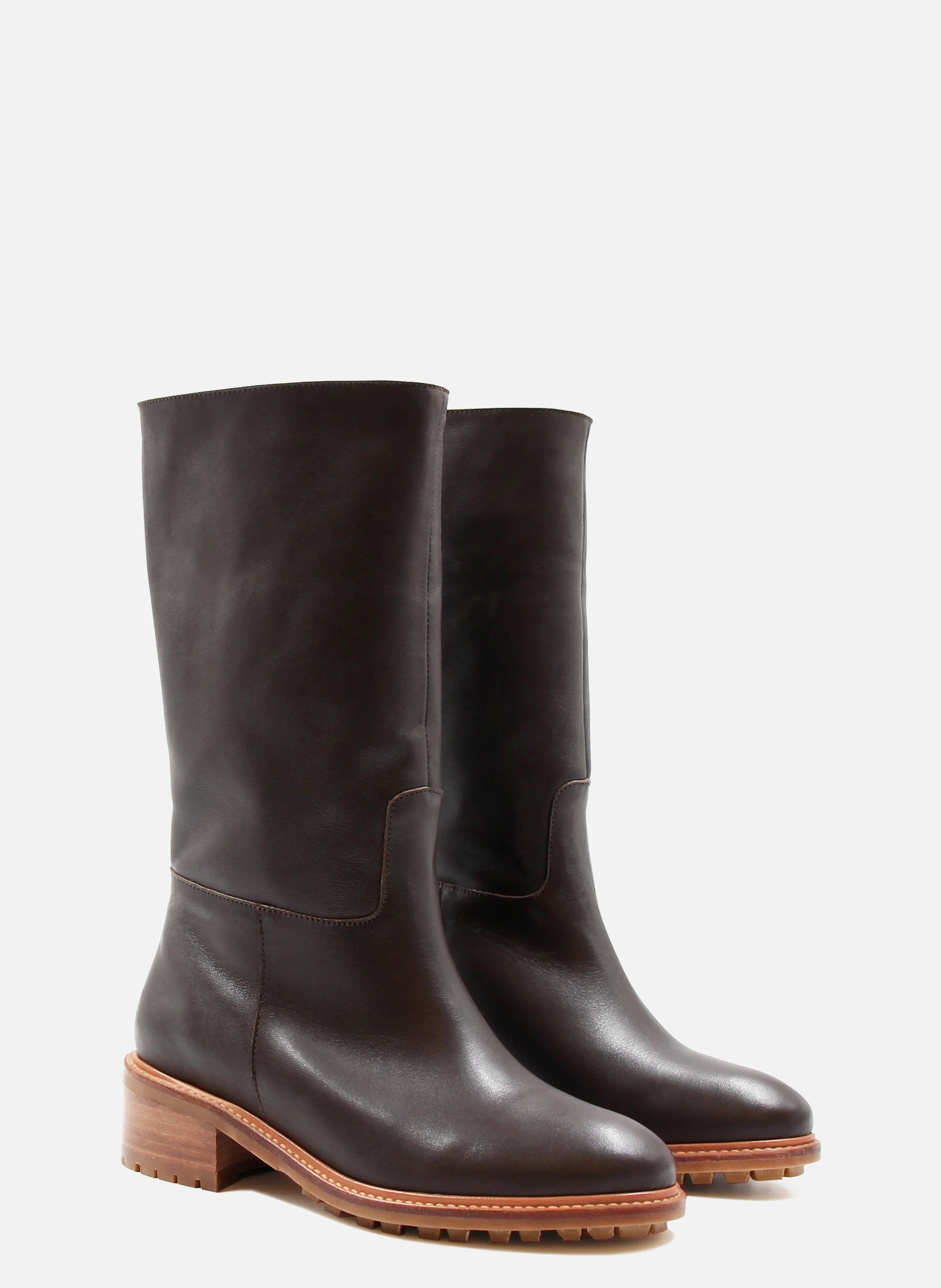 Bottes fourrées cuir lisse | Marron