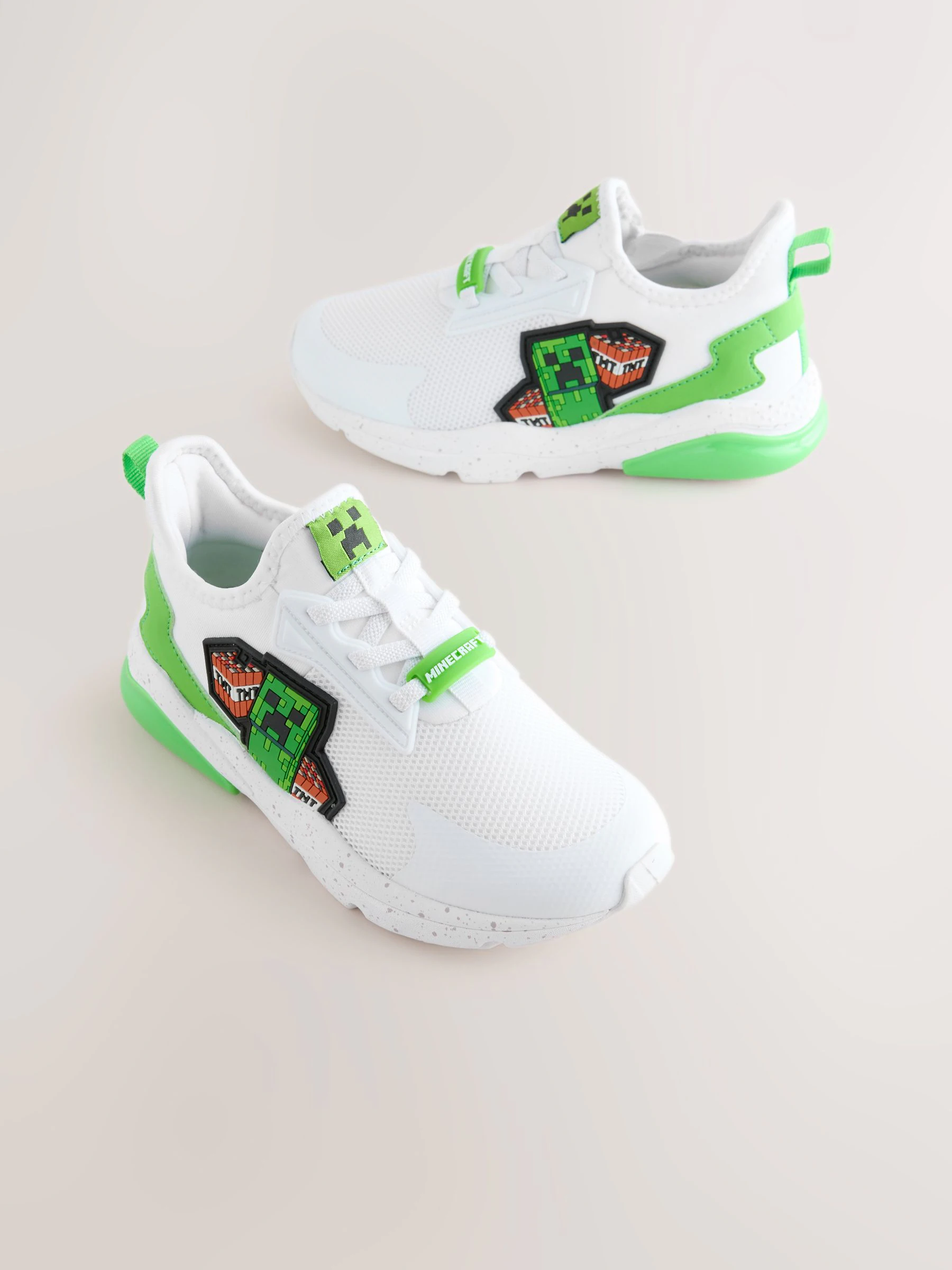 Wit - Minecraft sneakers met elastische veters