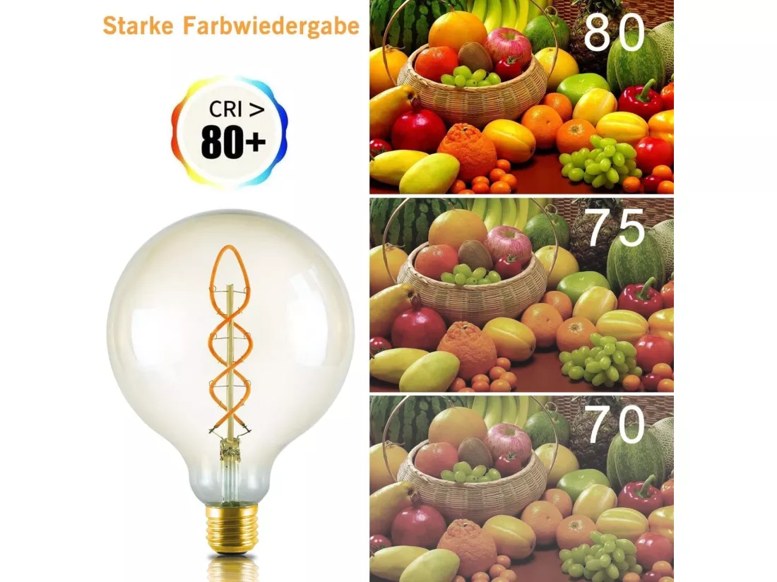 NETTLIFE Ampoule LED E27 vintage : ampoule rétro Edison G125 grande lampe globe décorative 4W filament blanc chaud éclairage nostalgique économie